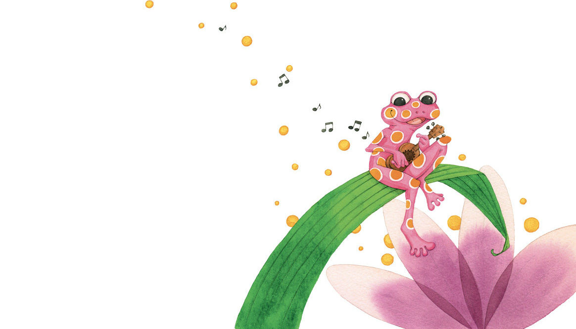 La grenouille à la guitare, dessin d’Annick Carretti La grenouille à la guitare, dessin d'Annick Carretti
