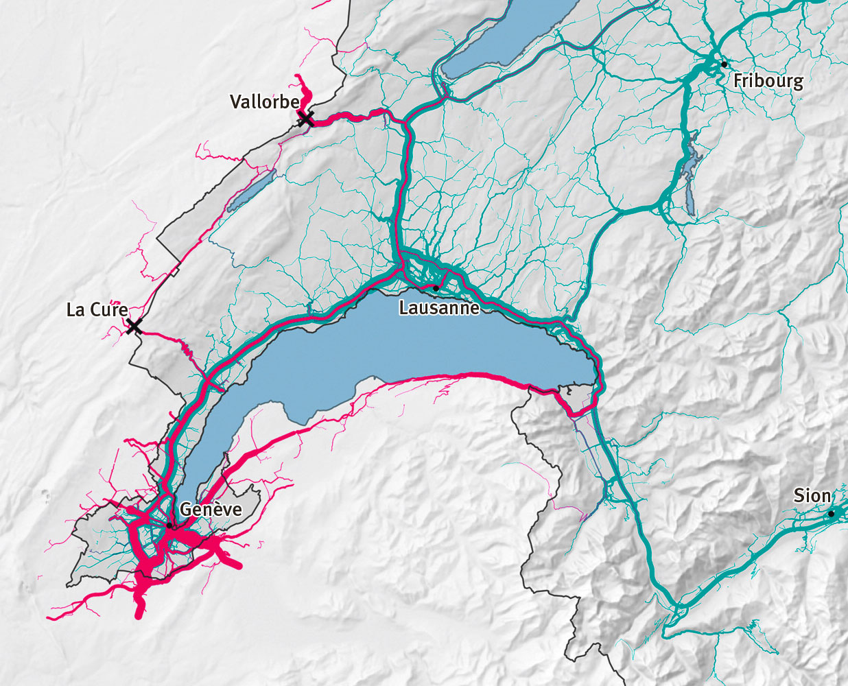 Flux pendulaires sur l’Arc lémanique Infographie présentant les flux pendulaires sur l'Arc lémanique en 2017