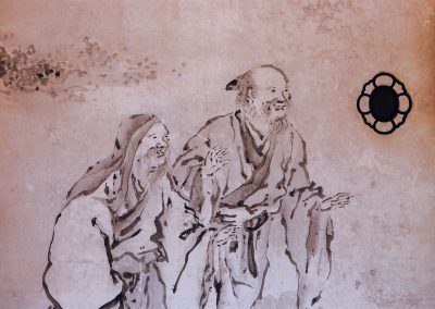 Fresque traditionnelle ornant les portes du Rokuon-ji, le pavillon d'or de Kyoto.